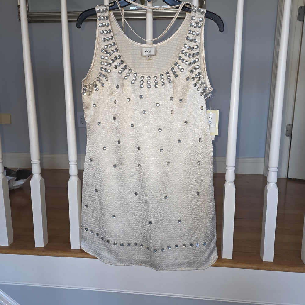 ECI Silver Embellished Mini Dress